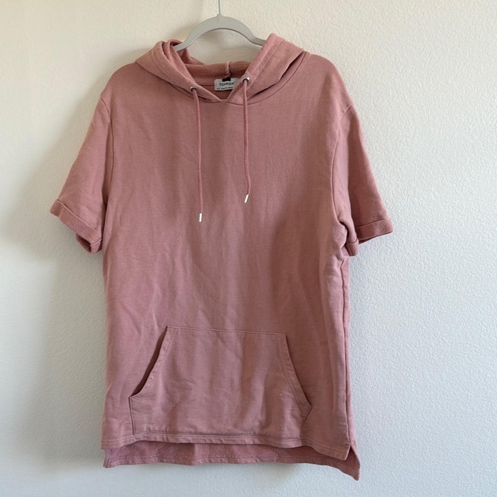 TOPMAN Pink Short Sleeve Hoodie